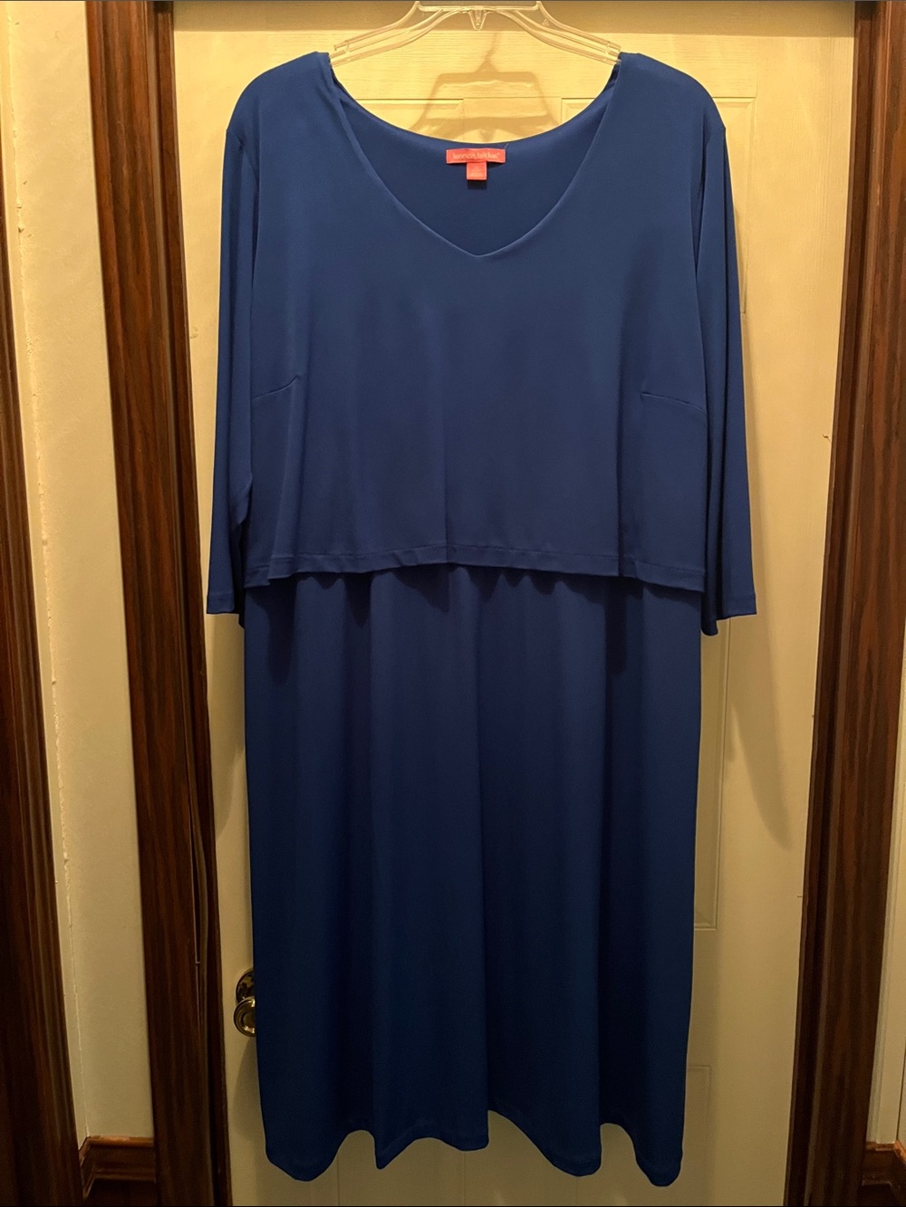 Woman Within Royal Blue Layered V-Neck Long Sleeve Dress